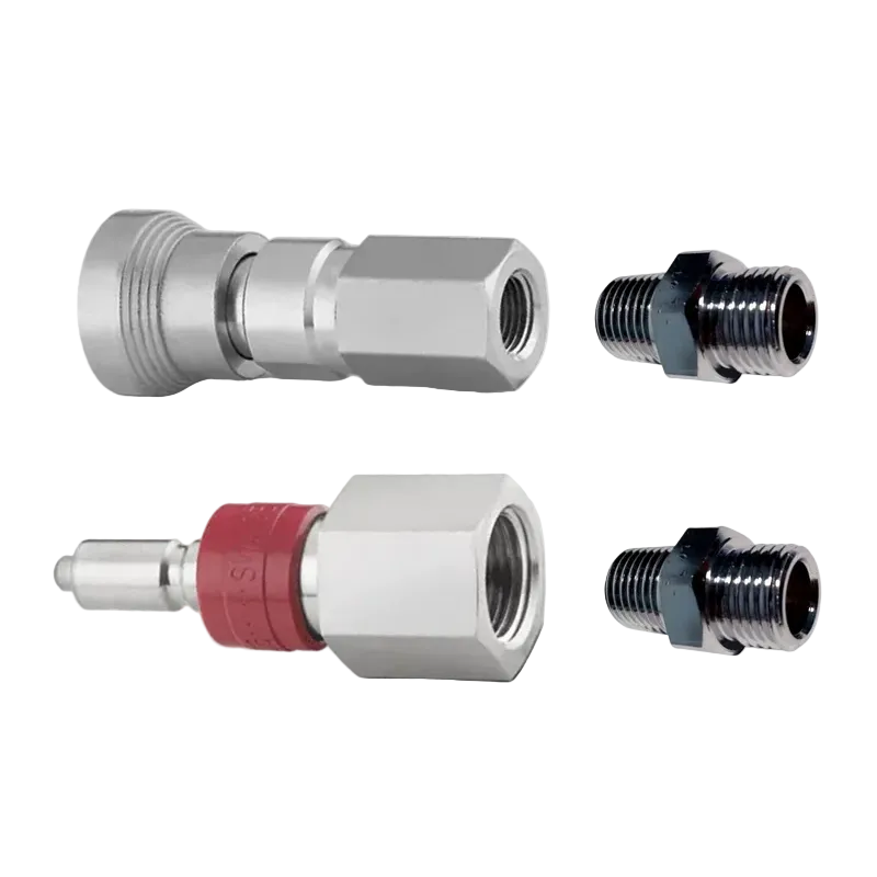 Swagelok SS-QC6-D-4PF maschio e SS-QC6-B-4PF femmina con raccordo SS-6-SAE-1-4 (Copia)